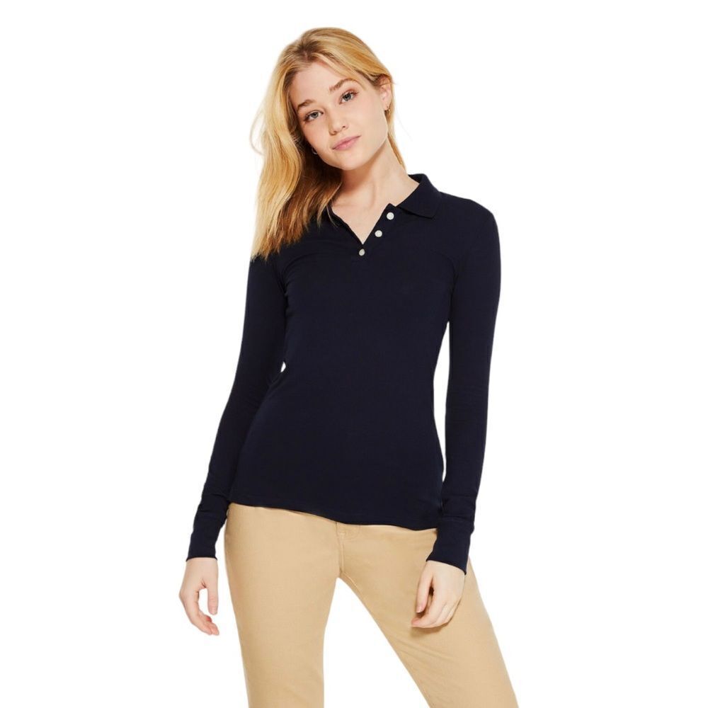 🔃Aeropostale Black Long Sleeve Uniform Piqué Polo